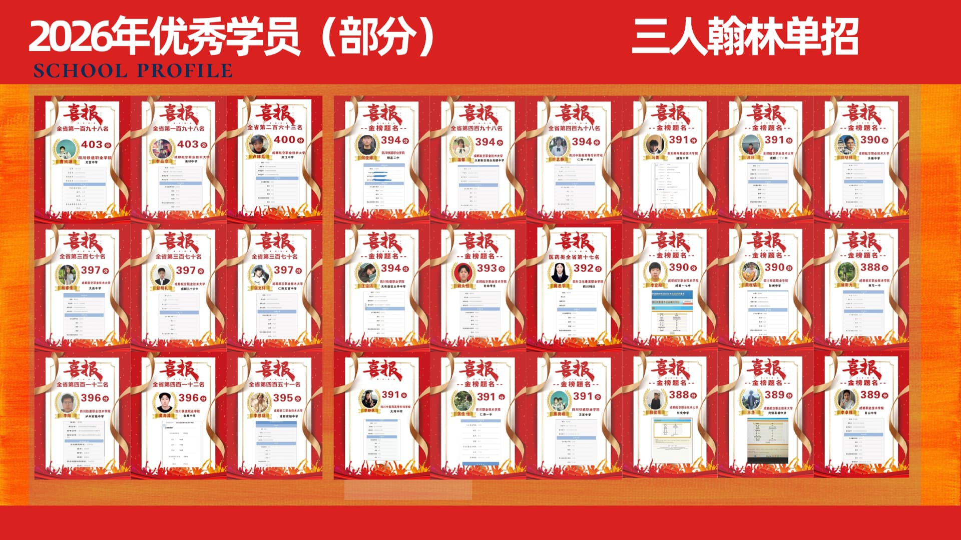 普华三人翰林单招高分喜报3